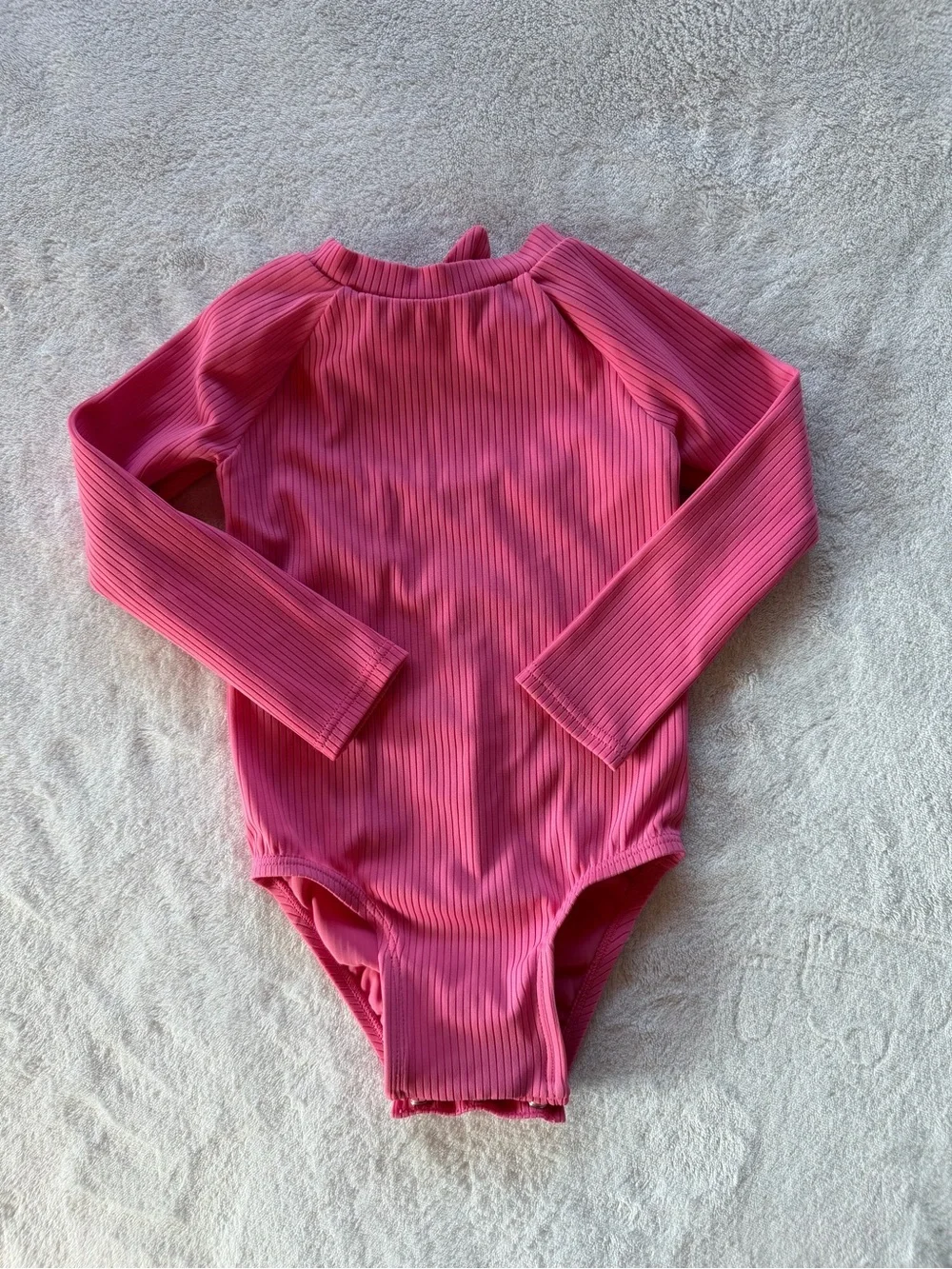 Old Navy Pink Ribbed Long-Sleeve One-Piece Swimsuit Size 18-24M